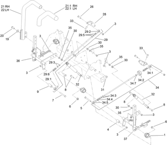 Part Location Diagram of 103-3062 Toro TRACKING ROD Assembly