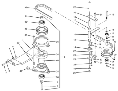 Pto Electric Clutch & Drive Assembly Diagram and Parts List for 74120 490001 - 499999 Toro Lawn Tractor