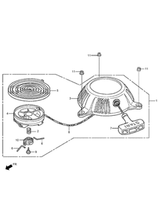 Recoil Starter Assembly Diagram and Parts List for 2600 313000001 - 313999999 Toro Lawn Tractor Accessories