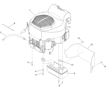 Engine And Muffler Assembly Diagram and Parts List for 76511 400000000 - 415399999 Toro Lawn Tractor