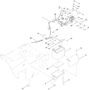 Battery And Electrical Assembly Diagram and Parts List for 23208 410480000 - 414499999 Toro Stump Grinder