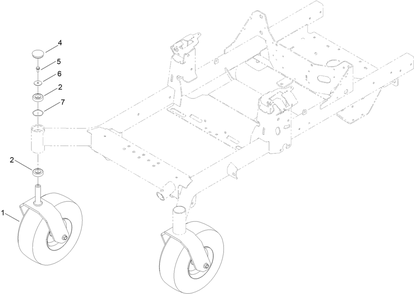 Front Caster Wheel Assembly Diagram and Parts List for 76602 400000000 - 412999999 Toro Lawn Tractor