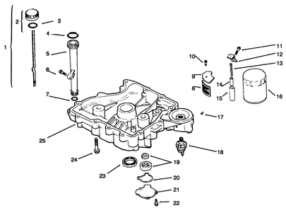 Oil Pan/Lubrication Diagram and Parts List for 72064 6900001 - 6999999 Toro Lawn Tractor