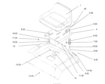 Seat Diagram and Parts List for 72042 5900001 - 5900796 Toro Lawn Tractor