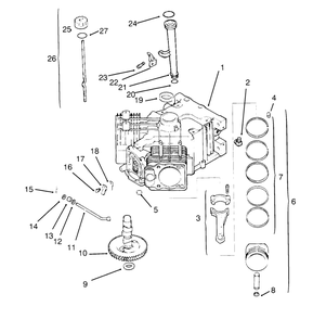 Crankcase (Kohler Engine Cv14s-Ps1472) Diagram and Parts List for 72042 5900001 - 5900796 Toro Lawn Tractor