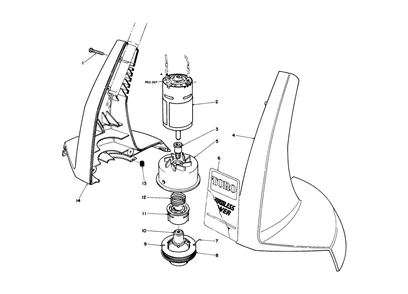 Motor And Housing Assembly Diagram and Parts List for 51770 1000001 - 1999999 Toro Trimmer