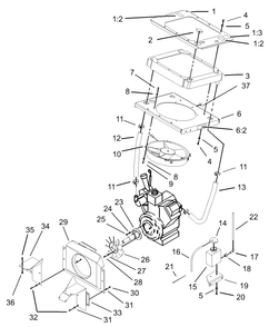 Cooling System Assembly Diagram and Parts List for 74214 (230006001-230999999)(2003) Toro Lawn Mower