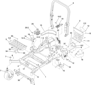 Front Frame And Caster Wheel Assembly Diagram and Parts List for 74925TE (310000001-310999999)(2010) Toro Lawn Mower
