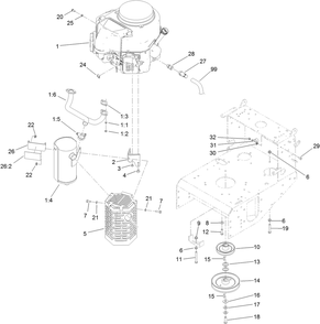 Engine And Muffler Assembly Diagram and Parts List for 31914 405300000-410299999 Toro Lawn Mower