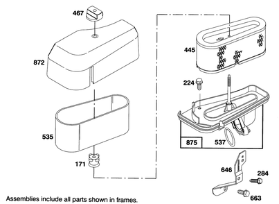 Engine Briggs & Stratton Model 28m707-0122-01 Diagram and Parts List for 71213 59000001 - 59100000 Toro Lawn Tractor