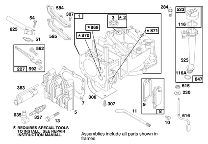Engine Briggs & Stratton Model 127702-1745-E1 (Serial No. 8901374 & Up) Diagram and Parts List for 16401 890000001 - 899999999 Toro Lawn Mower