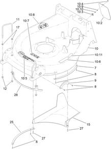 Deck And Chute Assembly Diagram and Parts List for 22203TE (312000001-312999999)(2012) Toro Lawn Mower