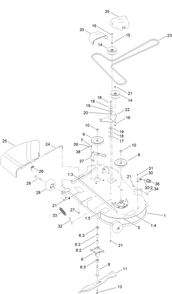 42in Deck And Decal Assembly Diagram and Parts List for 75747 412500000 - 412599999 Toro Lawn Tractor