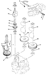12hp Engine Crankshaft And Camshaft Assembly Diagram and Parts List for 32-120EA1 1000001 - 1999999 Toro Lawn Tractor