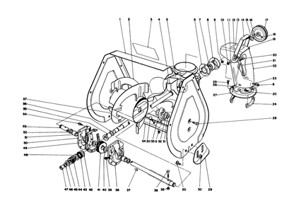 Auger Assembly Diagram and Parts List for 38052 5000001 - 5999999 Toro Snow Blower