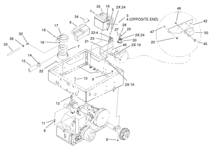 Drivetrain Mount Assembly Diagram and Parts List for 12004 220000001 - 220999999 Toro Lawn Tractor