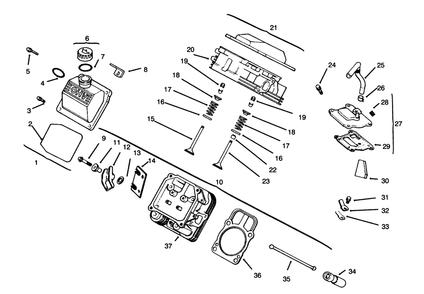Cylinder Head, Valve & Breather Diagram and Parts List for 30610 591300 - 599999 Toro Lawn Tractor