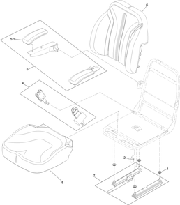 Seat Assembly Diagram and Parts List for 74493 407146062-999999999 Toro Lawn Tractor