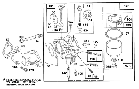 Engine Briggs & Stratton Model 282707-0119-01 Diagram and Parts List for 71182 5910001 - 5999999 Toro Lawn Tractor