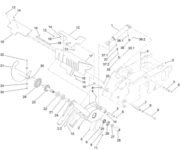 Trencher Head And Lift Assembly Diagram and Parts List for 22983 407740000 - 407959999 Toro Lawn Tractor Accessories