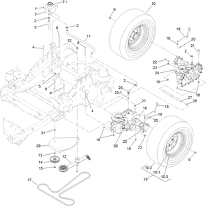 Hydro Drive System Assembly Diagram and Parts List for 74145 (316000001-316999999)(2016) Toro Lawn Mower