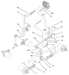 Hydraulic Motors Assembly Diagram and Parts List for 22305 990001 - 991007 Toro Lawn Tractor Accessories