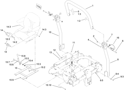 Roll-Over Protection System Assembly Diagram and Parts List for 74279TE (270000001-270999999)(2007) Toro Lawn Tractor
