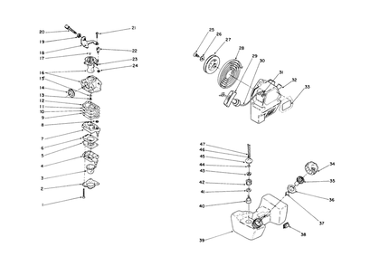 Engine Assembly (Continued) Diagram and Parts List for 51655 0000001 - 0999999 Toro Trimmer