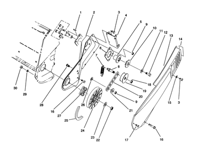 Pulley & Belt Cover Assembly Diagram and Parts List for 38171 2000001 - 2999999 Toro Snow Blower