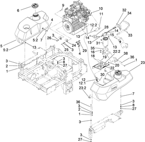 Fuel System And Throttle Control Assembly Diagram and Parts List for 74265TE (290000001-290999999)(2009) Toro Lawn Mower