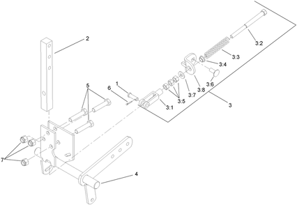 Rh Motion Control Assembly Diagram and Parts List for 74281TE (270000001-270000300)(2007) Toro Lawn Tractor