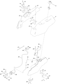 Body Styling And Fuel Tank Assembly Diagram and Parts List for 75753 406740000 - 409299999 Toro Lawn Tractor