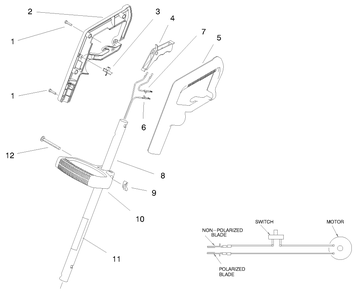 Handle Assembly Diagram and Parts List for 51305 89000001 - 89999999 Toro Trimmer