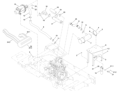 Engine Intake And Exhaust Assembly Diagram and Parts List for 23823W 316000001 - 316999999 Toro Lawn Tractor Accessories