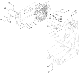 Engine And Muffler Assembly Diagram and Parts List for 22328 408963400 - 409588175 Toro Lawn Tractor Accessories