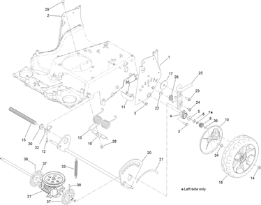 Traction And Height-Of-Cut Assembly Diagram and Parts List for 22205TE (315000001-315999999)(2015) Toro Lawn Mower