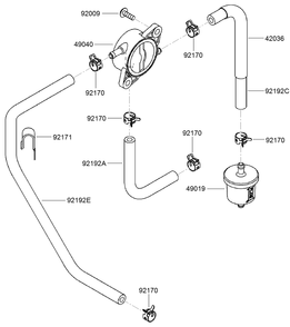 Fuel Pump And Filter Assembly Diagram and Parts List for 22972 402461470 - 404709999 Toro Lawn Tractor Accessories
