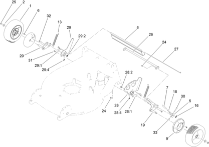 Rear Wheel Assembly Diagram and Parts List for 22203TE (312000001-312999999)(2012) Toro Lawn Mower