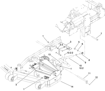 Deck Connection Assembly Diagram and Parts List for 74237CP (280000001-280999999)(2008) Toro Lawn Mower
