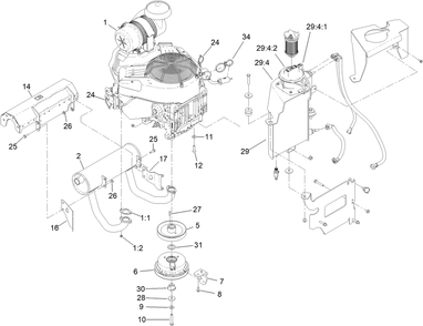 Engine Assembly Diagram and Parts List for 72517 400000000 - 414499999 Toro Lawn Mower