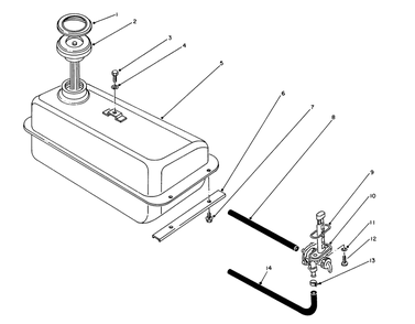 Fuel Tank Assembly Diagram and Parts List for 62040 8000001 - 8999999 Toro Generator
