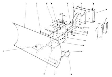Grader Blade Assembly Model 59099 Diagram and Parts List for 38085C 7000001 - 7999999 Toro Snow Blower