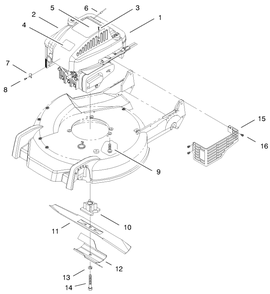 Engine & Blade Assembly Diagram and Parts List for 20493 8900001 - 8999999 Toro Lawn Mower