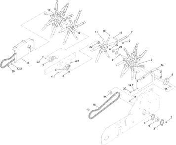 Tine Wheel Drive Assembly Diagram and Parts List for 33515 406000000 - 999999999 Toro Aerator