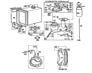 Engine Briggs & Stratton Model No. 252416-0190-01 Diagram and Parts List for 38095 3000001 - 3999999 Toro Snow Blower