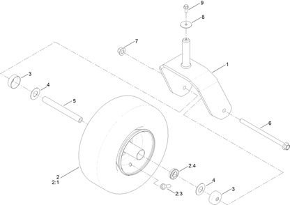 Tire And Caster Assembly Diagram and Parts List for 75760W 407200000 - 410299999 Toro Lawn Tractor
