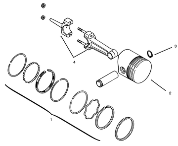 Piston And Rings Diagram and Parts List for 73363 6900001 - 6999999 Toro Lawn Tractor