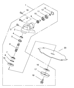 Gearcase Assembly Diagram and Parts List for 53020 900001 - 999999 Toro Trimmer