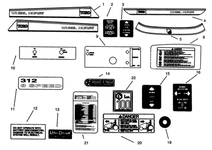 Decals Diagram and Parts List for 73380 4900001 - 4999999 Toro Lawn Tractor