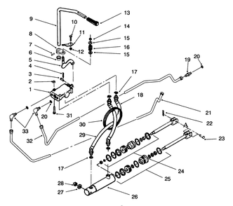 Hydraulic Control System Diagram and Parts List for 73501 59000001 - 59000411 Toro Lawn Tractor